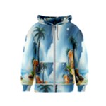 Delicate Watercolor Painting Surreal Oasis Scene With Intense Dramatic Lighting Kids  Zipper Hoodie