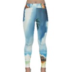 Delicate Watercolor Painting Surreal Oasis Scene With Intense Dramatic Lighting Classic Yoga Leggings