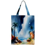 Delicate Watercolor Painting Surreal Oasis Scene With Intense Dramatic Lighting Zipper Classic Tote Bag