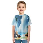 Delicate Watercolor Painting Surreal Oasis Scene With Intense Dramatic Lighting Kids  Sport Mesh T-Shirt