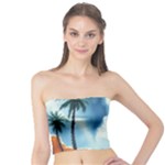 Delicate Watercolor Painting Surreal Oasis Scene With Intense Dramatic Lighting Tube Top