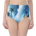 Delicate Watercolor Painting Surreal Oasis Scene With Intense Dramatic Lighting Classic High-Waist Bikini Bottoms