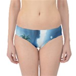 Delicate Watercolor Painting Surreal Oasis Scene With Intense Dramatic Lighting Hipster Bikini Bottoms