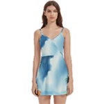 Delicate Watercolor Painting Surreal Oasis Scene With Intense Dramatic Lighting Body Wrap Sleeveless V-Neck Mini Dress