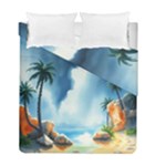 Delicate Watercolor Painting Surreal Oasis Scene With Intense Dramatic Lighting Duvet Cover Double Side (Full/ Double Size)