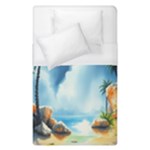 Delicate Watercolor Painting Surreal Oasis Scene With Intense Dramatic Lighting Duvet Cover (Single Size)