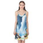 Delicate Watercolor Painting Surreal Oasis Scene With Intense Dramatic Lighting Camis Nightgown 