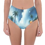 Delicate Watercolor Painting Surreal Oasis Scene With Intense Dramatic Lighting Reversible High-Waist Bikini Bottoms