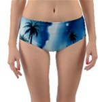 Delicate Watercolor Painting Surreal Oasis Scene With Intense Dramatic Lighting Reversible Mid-Waist Bikini Bottoms