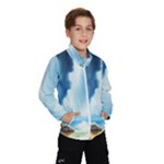 Delicate Watercolor Painting Surreal Oasis Scene With Intense Dramatic Lighting Kids  Windbreaker