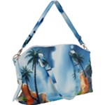 Delicate Watercolor Painting Surreal Oasis Scene With Intense Dramatic Lighting Canvas Crossbody Bag