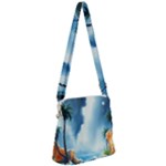 Delicate Watercolor Painting Surreal Oasis Scene With Intense Dramatic Lighting Zipper Messenger Bag