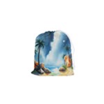 Delicate Watercolor Painting Surreal Oasis Scene With Intense Dramatic Lighting Drawstring Pouch (XS)