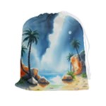 Delicate Watercolor Painting Surreal Oasis Scene With Intense Dramatic Lighting Drawstring Pouch (2XL)