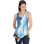 Delicate Watercolor Painting Surreal Oasis Scene With Intense Dramatic Lighting Sleeveless Tunic