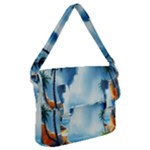 Delicate Watercolor Painting Surreal Oasis Scene With Intense Dramatic Lighting Buckle Messenger Bag