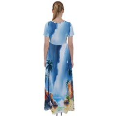 High Waist Short Sleeve Maxi Dress 