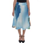 Delicate Watercolor Painting Surreal Oasis Scene With Intense Dramatic Lighting Perfect Length Midi Skirt