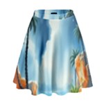 Delicate Watercolor Painting Surreal Oasis Scene With Intense Dramatic Lighting High Waist Skirt