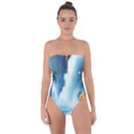 Delicate Watercolor Painting Surreal Oasis Scene With Intense Dramatic Lighting Tie Back One Piece Swimsuit