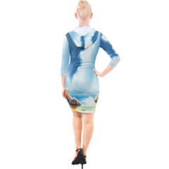 Quarter Sleeve Hood Bodycon Dress 