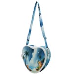 Delicate Watercolor Painting Surreal Oasis Scene With Intense Dramatic Lighting Heart Shoulder Bag