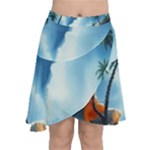 Delicate Watercolor Painting Surreal Oasis Scene With Intense Dramatic Lighting Chiffon Wrap Front Skirt