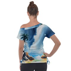 Off Shoulder Tie-Up T-Shirt 