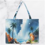 Delicate Watercolor Painting Surreal Oasis Scene With Intense Dramatic Lighting Zipper Medium Tote Bag