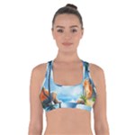 Delicate Watercolor Painting Surreal Oasis Scene With Intense Dramatic Lighting Cross Back Sports Bra