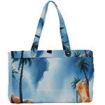 Delicate Watercolor Painting Surreal Oasis Scene With Intense Dramatic Lighting Canvas Work Bag