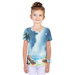 Delicate Watercolor Painting Surreal Oasis Scene With Intense Dramatic Lighting Kids  One Piece T-Shirt