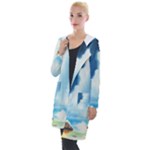 Delicate Watercolor Painting Surreal Oasis Scene With Intense Dramatic Lighting Hooded Pocket Cardigan