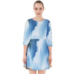 Delicate Watercolor Painting Surreal Oasis Scene With Intense Dramatic Lighting Smock Dress