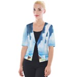 Delicate Watercolor Painting Surreal Oasis Scene With Intense Dramatic Lighting Cropped Button Cardigan