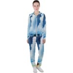 Delicate Watercolor Painting Surreal Oasis Scene With Intense Dramatic Lighting Casual Jacket and Pants Set