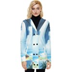 Delicate Watercolor Painting Surreal Oasis Scene With Intense Dramatic Lighting Button Up Hooded Coat 