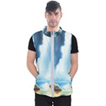 Delicate Watercolor Painting Surreal Oasis Scene With Intense Dramatic Lighting Men s Puffer Vest