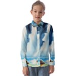 Delicate Watercolor Painting Surreal Oasis Scene With Intense Dramatic Lighting Kids  Long Sleeve Shirt