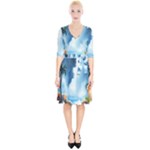 Delicate Watercolor Painting Surreal Oasis Scene With Intense Dramatic Lighting Wrap Up Cocktail Dress