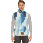 Delicate Watercolor Painting Surreal Oasis Scene With Intense Dramatic Lighting Men s High Neck Button Up Puffer Vest