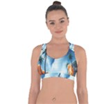 Delicate Watercolor Painting Surreal Oasis Scene With Intense Dramatic Lighting Cross String Back Sports Bra