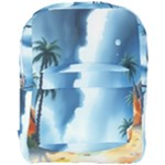 Delicate Watercolor Painting Surreal Oasis Scene With Intense Dramatic Lighting Full Print Backpack