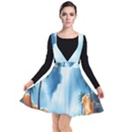 Delicate Watercolor Painting Surreal Oasis Scene With Intense Dramatic Lighting Plunge Pinafore Dress