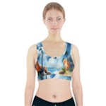 Delicate Watercolor Painting Surreal Oasis Scene With Intense Dramatic Lighting Sports Bra With Pocket