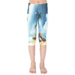 Delicate Watercolor Painting Surreal Oasis Scene With Intense Dramatic Lighting Kids  Capri Leggings 