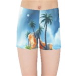 Delicate Watercolor Painting Surreal Oasis Scene With Intense Dramatic Lighting Kids  Sports Shorts