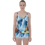 Delicate Watercolor Painting Surreal Oasis Scene With Intense Dramatic Lighting Tie Front Two Piece Tankini