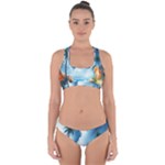 Delicate Watercolor Painting Surreal Oasis Scene With Intense Dramatic Lighting Cross Back Hipster Bikini Set