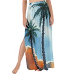 Delicate Watercolor Painting Surreal Oasis Scene With Intense Dramatic Lighting Maxi Chiffon Tie-Up Sarong